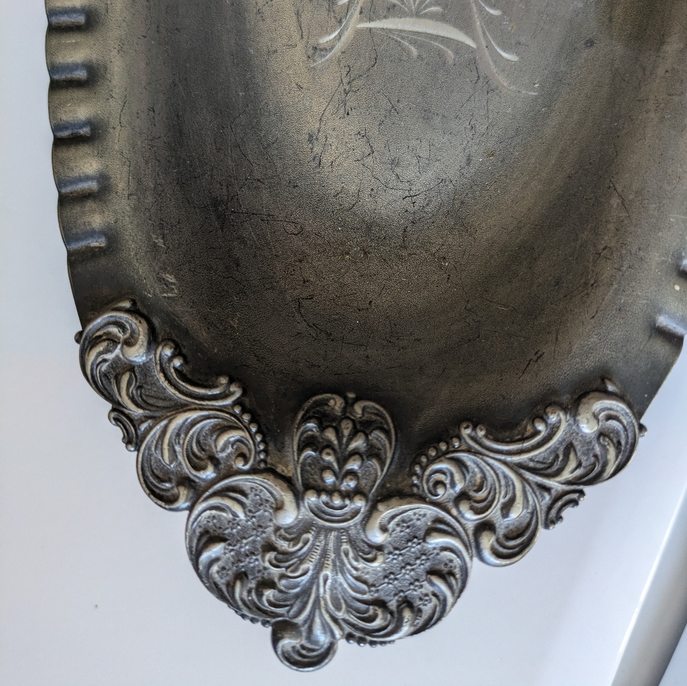 Ornate antique silver platter - Picture 2 of 6
